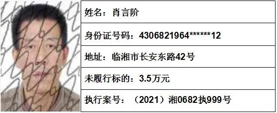 临湘市人民法院失信被执行人名单2021年第二期
