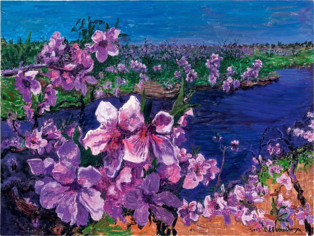 周春芽《桃花林》 油彩 画布 150×200cm 2013年作 估价:380万-580万