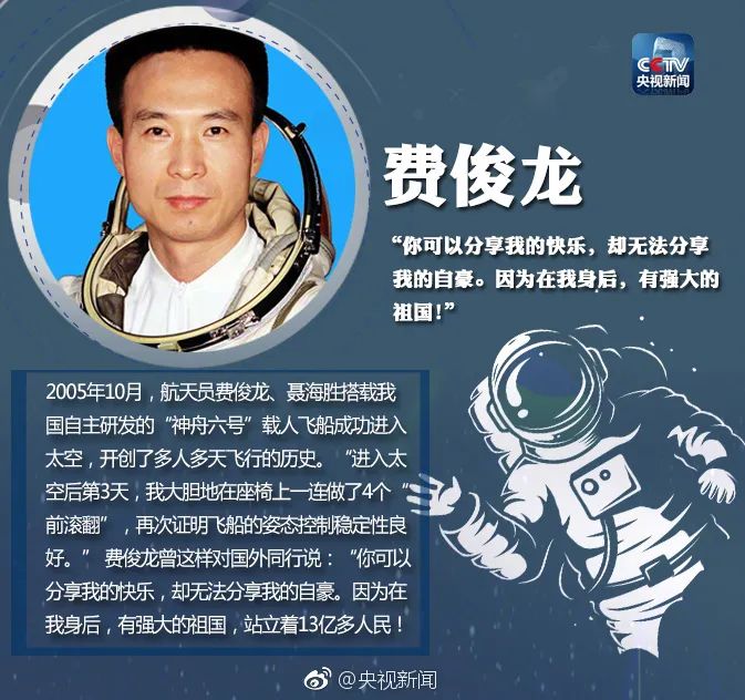 11名航天员,6次成功执行载人航天飞行任务,中国航天的辉煌,离不开他们