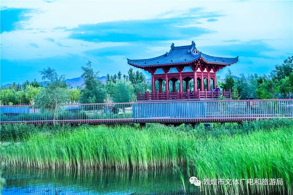 绿染敦煌敦煌飞天公园风景如画惹人喜爱