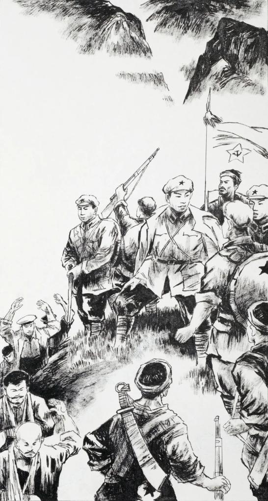 红军主题素描图片