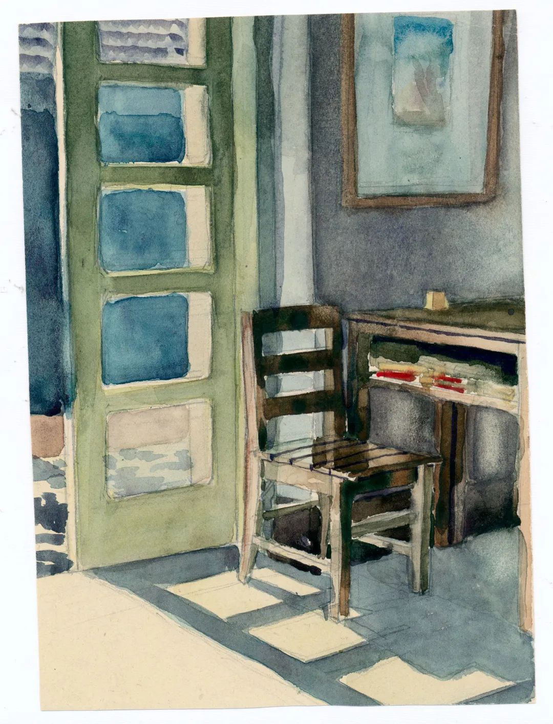 《美术学院教室一角》 纸本水彩 21cm&times; 15cm 1954年