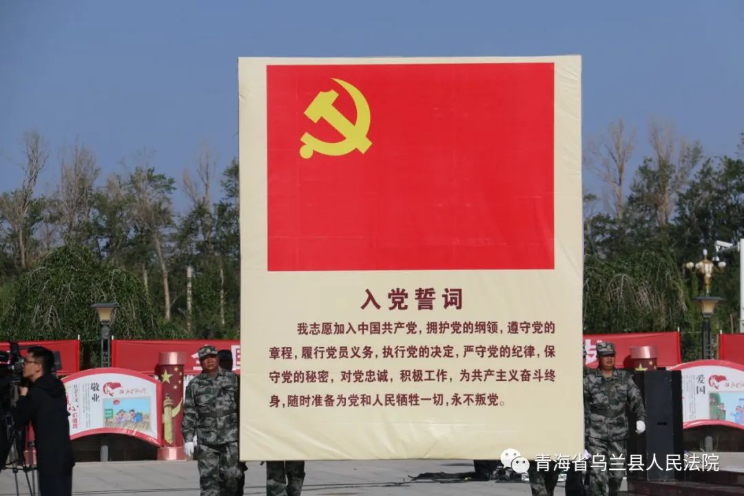 重温入党誓词,党员志愿服务队授旗仪式,展示各单位党史学习教育成果等