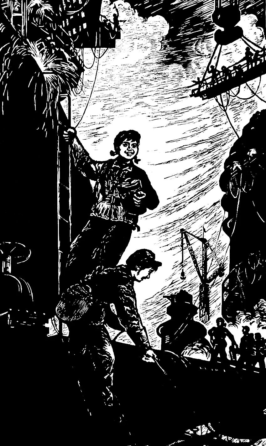 《工地颂歌》 黑白木刻 集体创作 1969●《源源不断》 黑白木刻