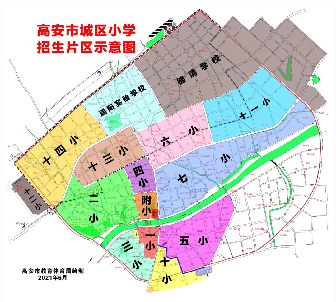 2022年都江堰市城区初中入学片区划分示意图- 成都本地宝