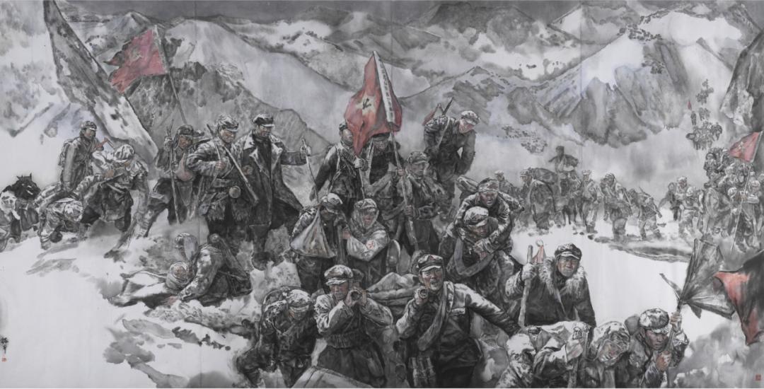 国画红军过雪山图片图片