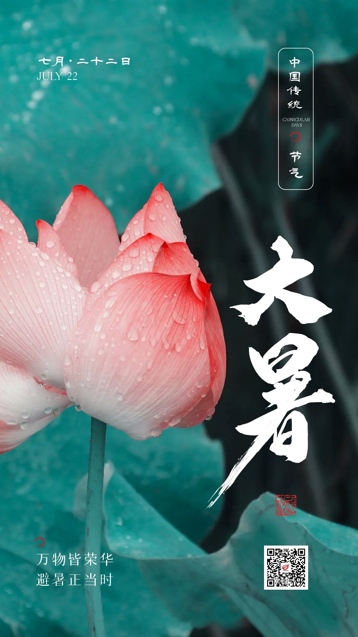 今日大暑万物皆荣华避暑正当时