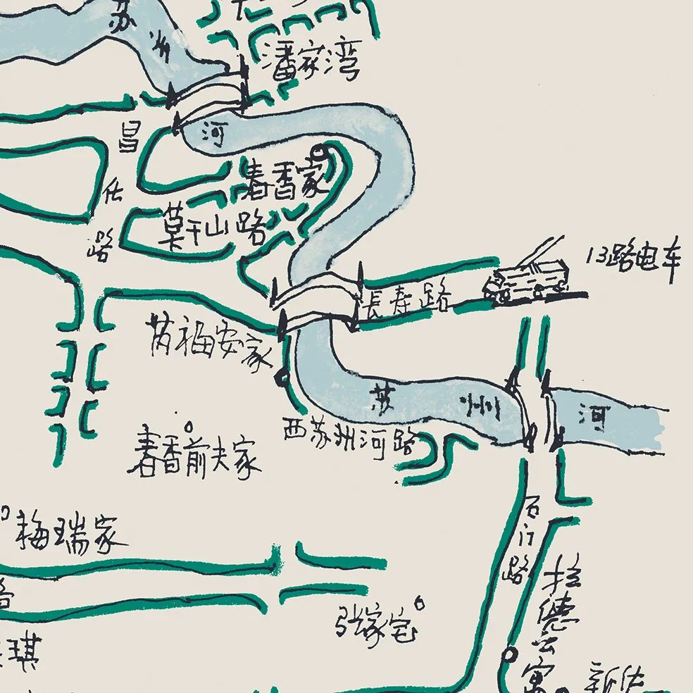 金宇澄巧妙结合了非虚构的方式——30多万字的小说中配了四幅手绘地图