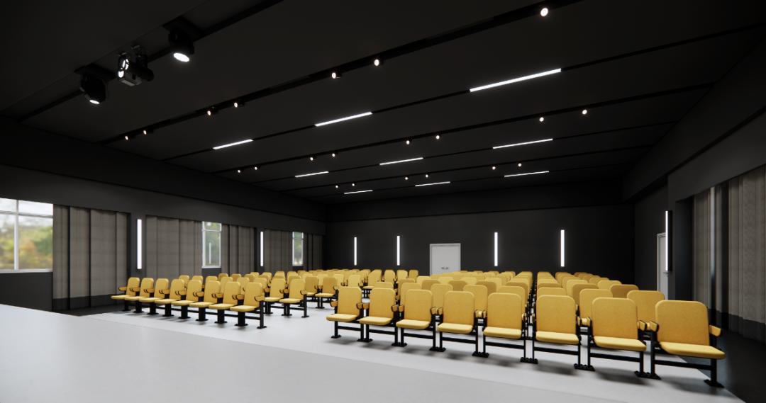 并增设老师个别课教室数量及面积教室内采用黑匣子小剧场效果改为灰色