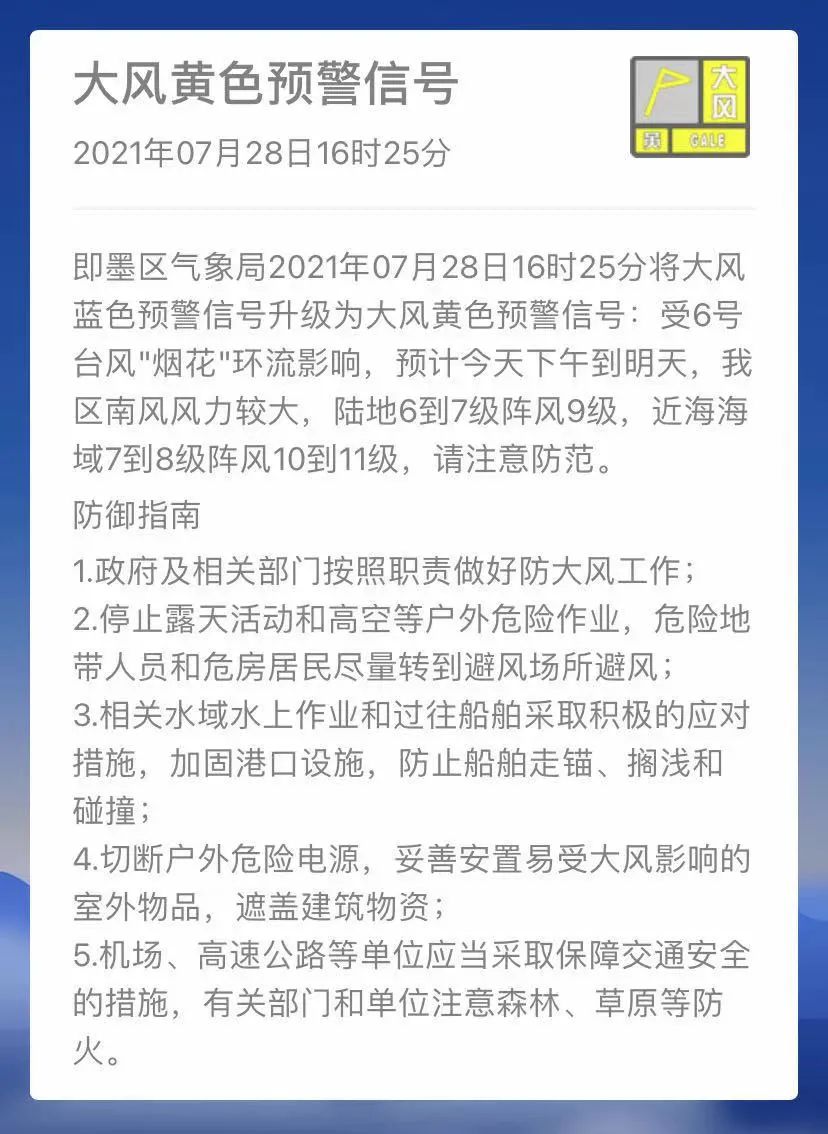 即墨区气象局发布大风黄色预警 请注意防范 政务 澎湃新闻 The Paper 恶衣粝食网