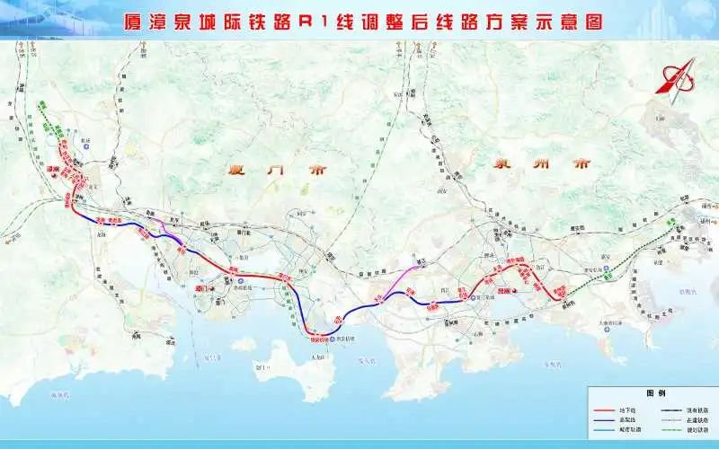 厦漳泉都市区r1调整后线路方案示意图(最终方案以批复的为准)