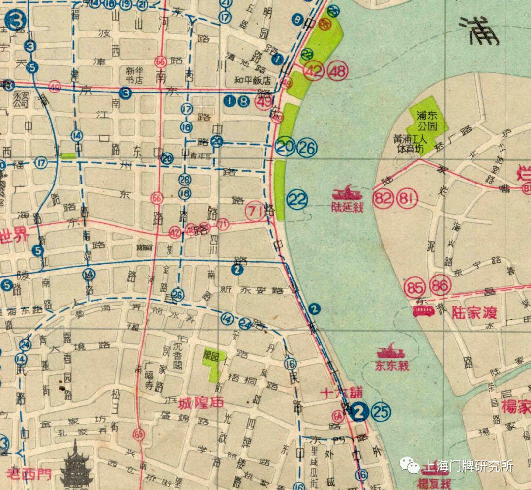 1960年25路skd663型无轨电车(网图)1960地图:广东路外滩25路终点和