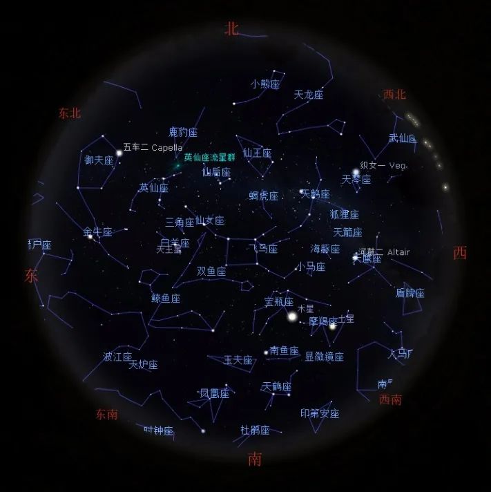 简易北半球夏季星空图图片