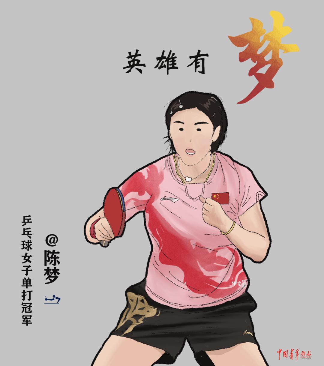 中国运动员绘画图片