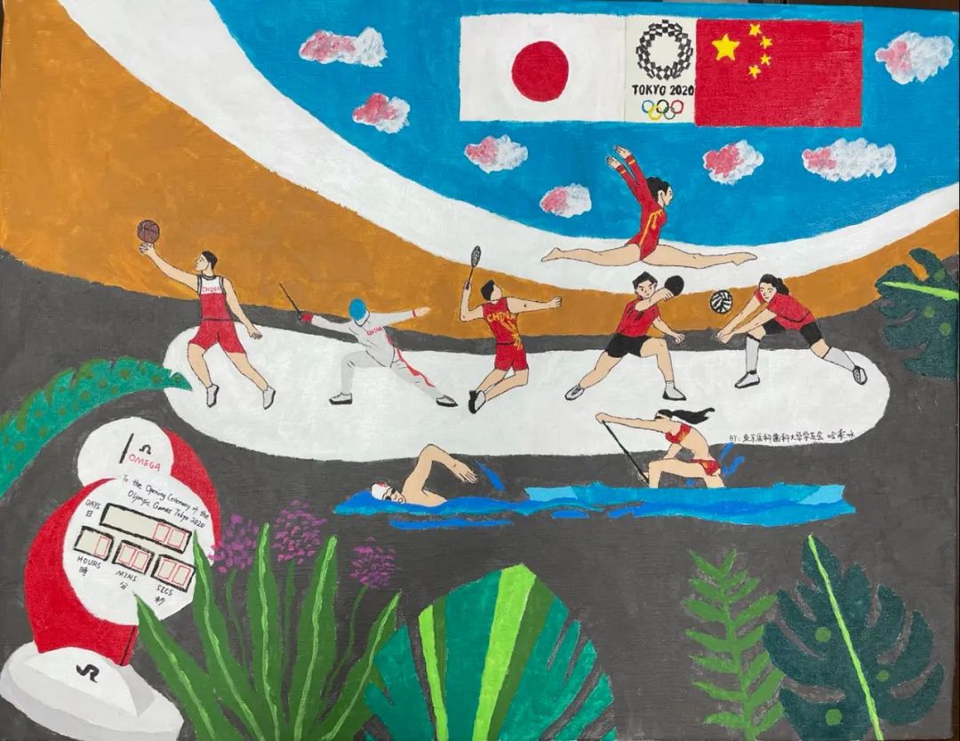 留日学子手绘奥运健儿风采献礼中国奥运代表团