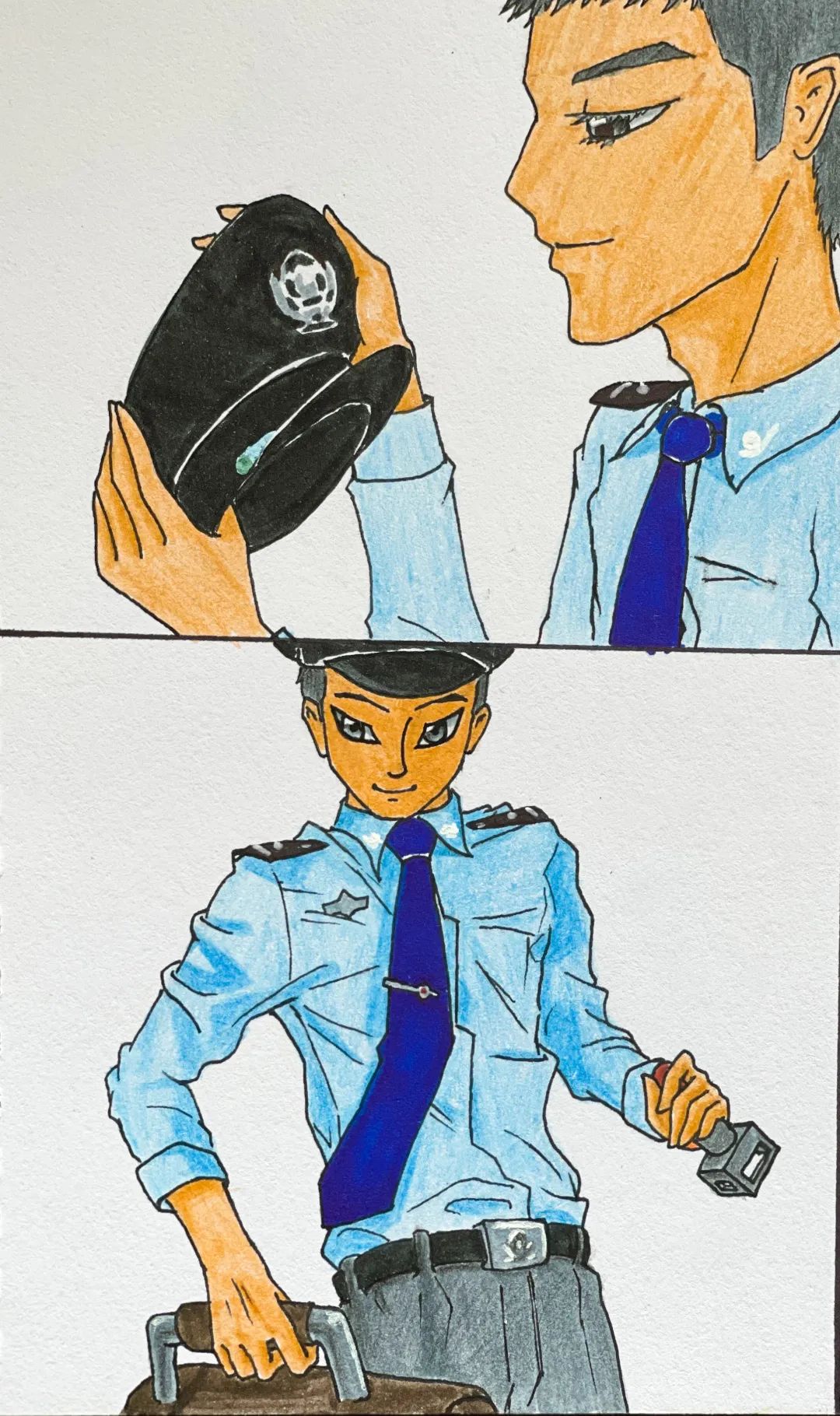 警察手绘漫画图片
