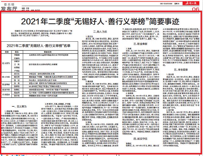 "无锡好人榜",滨湖这位小伙上榜!