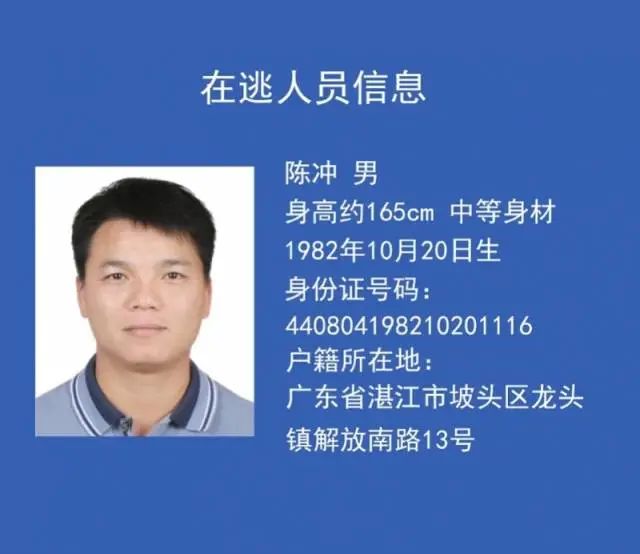 通缉一名重大刑事犯罪在逃人员悬赏10万元广东省湛江市公安局发布一则