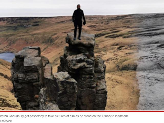乔杜里在岩顶 图源：《纽约邮报》