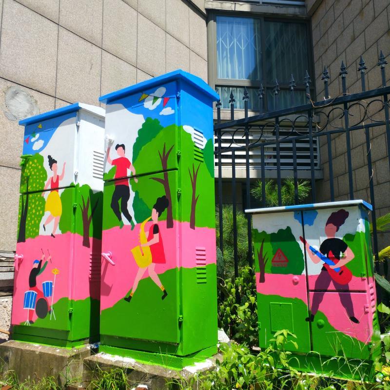 这里风景独美宁波江北配电箱穿上彩绘衣