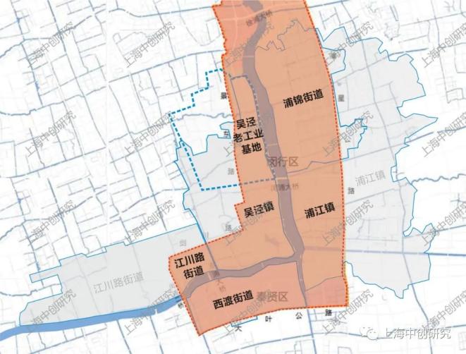 而是包括闵行区的吴泾老工业基地,吴泾镇,江川路街道,浦江镇,浦锦街道