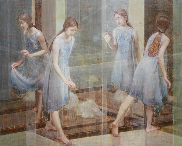 马蕾 《纳喀索斯—入山》 160×200cm&nbsp;木板坦培拉 2021年