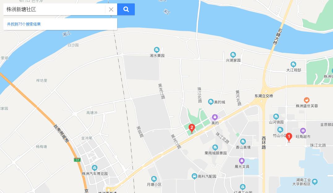 手机地图搜索"新塘社区"有一个明确的定