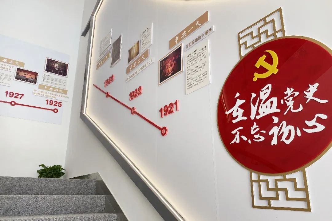 楼梯展示建党百年历史