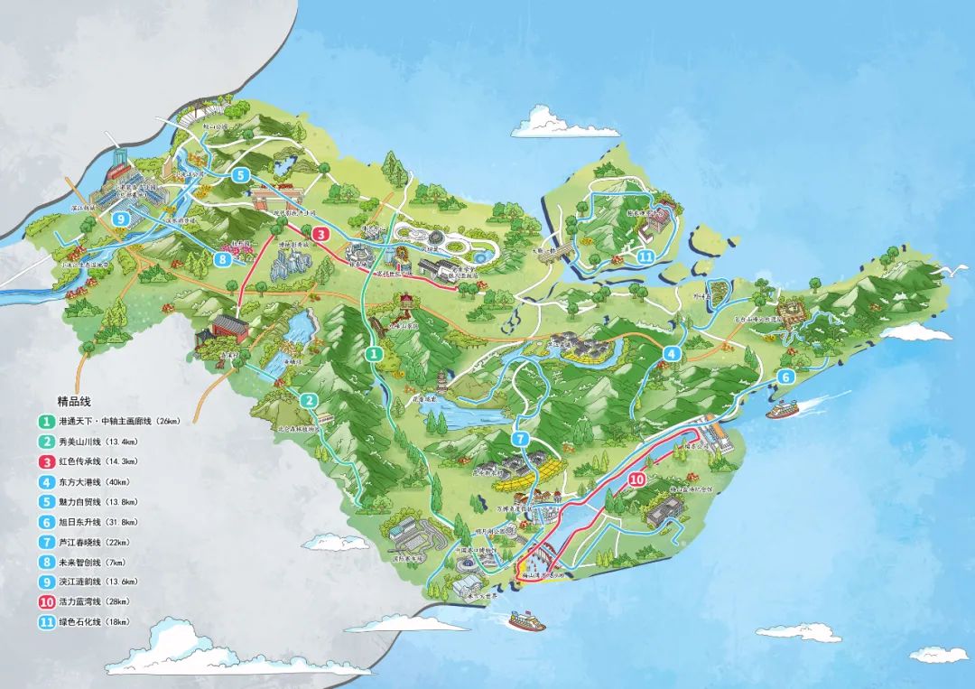 北仑区11条精品线手绘地图特色街区富邦青年潮盒各色集装箱或堆叠或