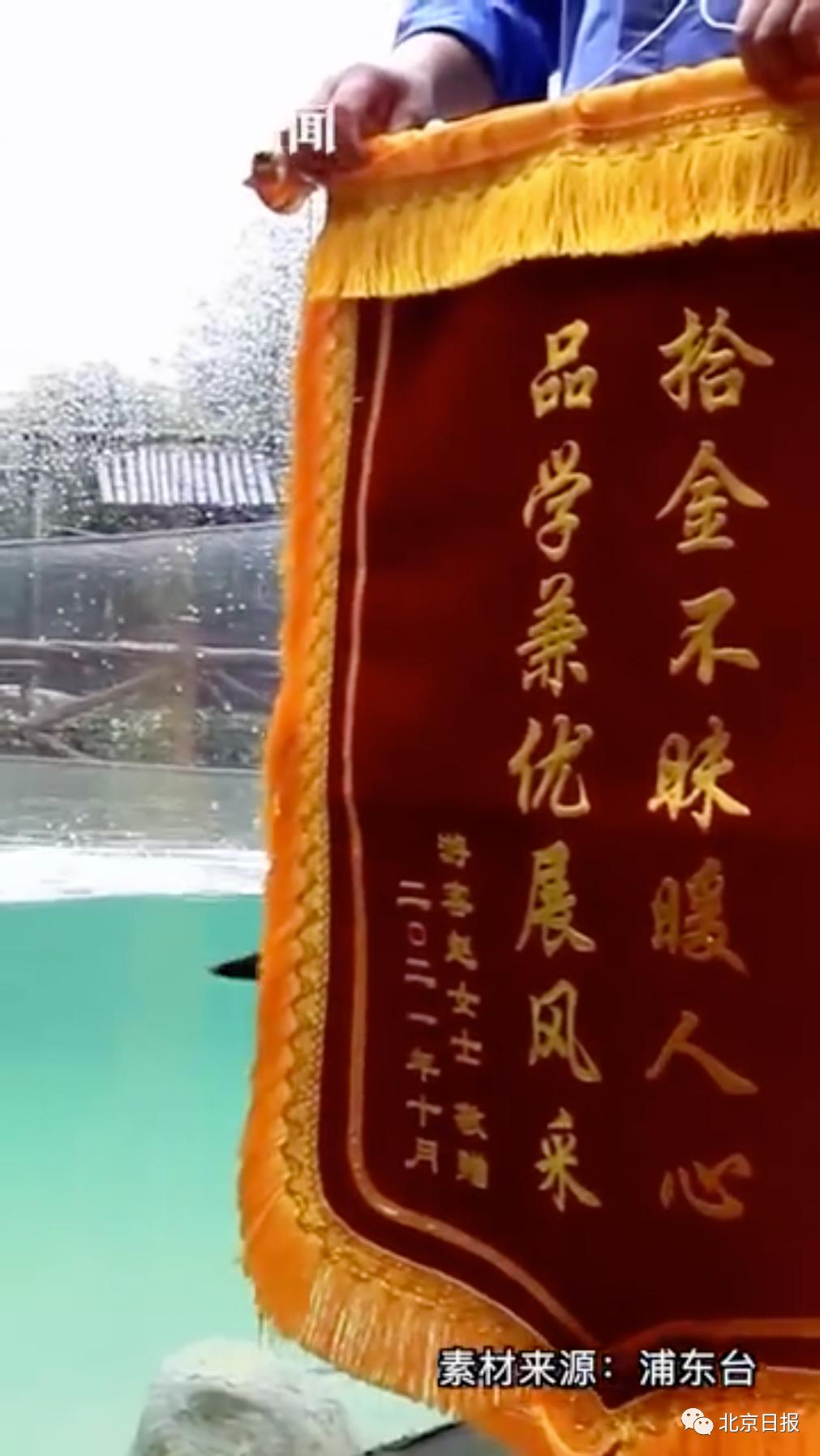 动物园小水獭收到感谢锦旗:帮游客捡回掉入水中的手机