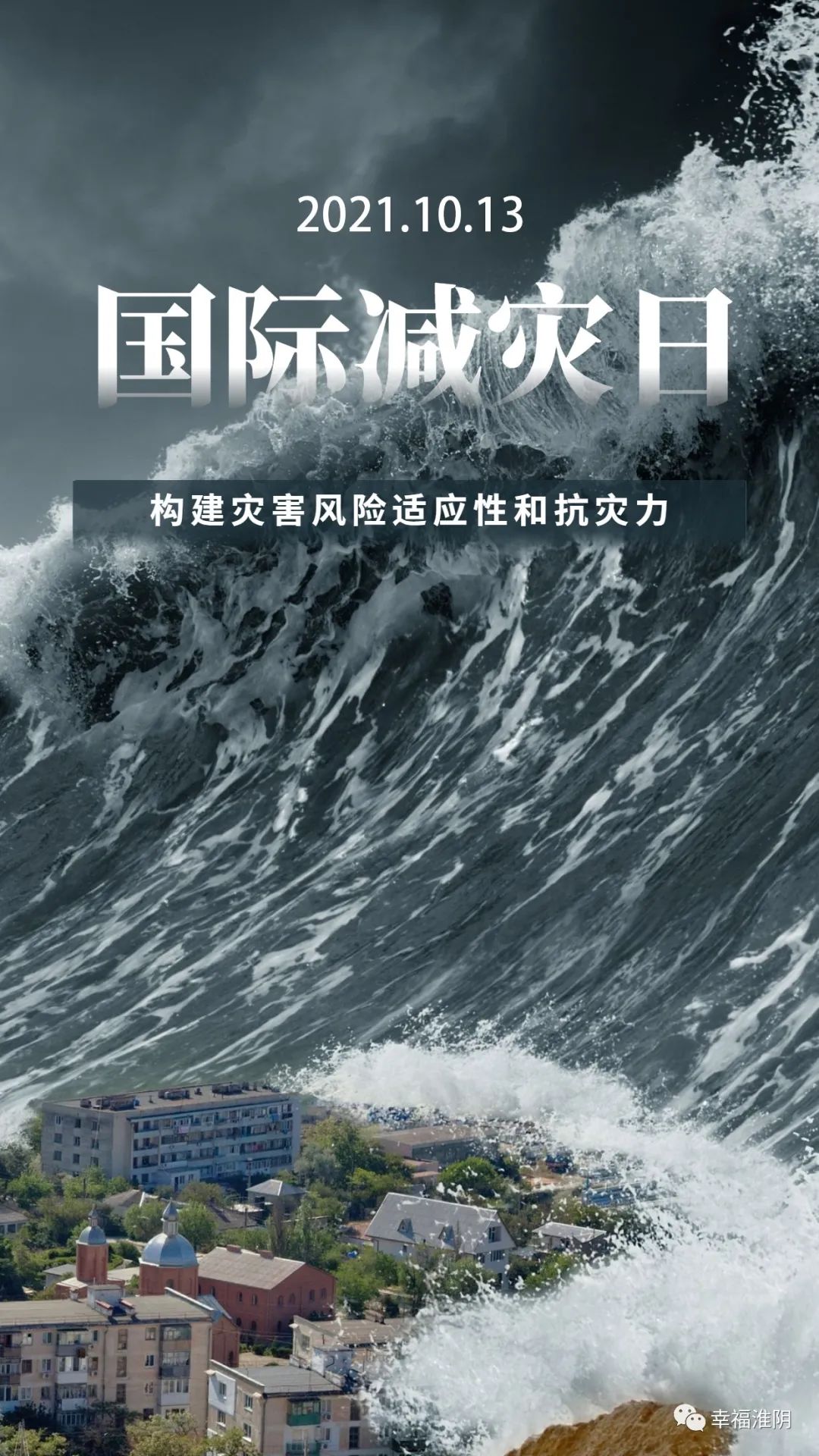 海报国际减灾日构建灾害风险适应性和抗灾力