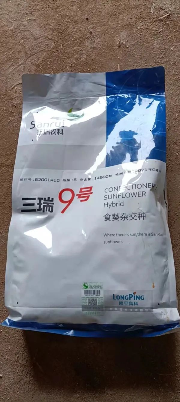 刘杰所购买的"三瑞9号"葵花种子.