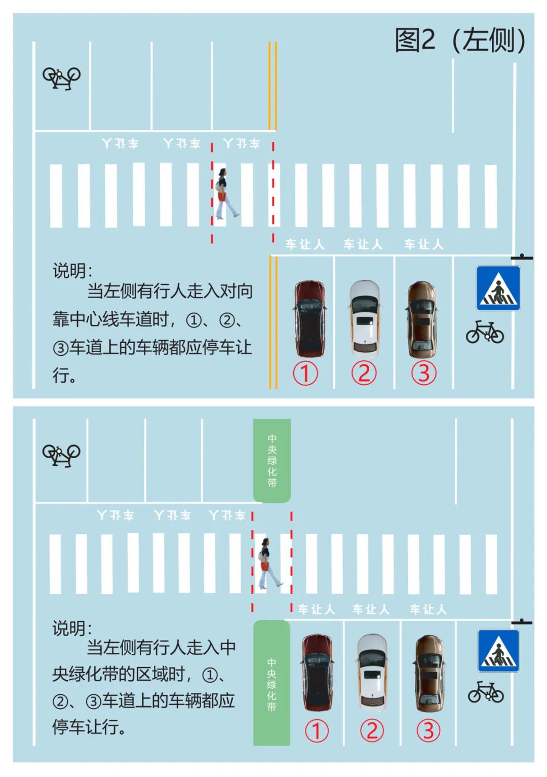 三车道礼让行人标准图片