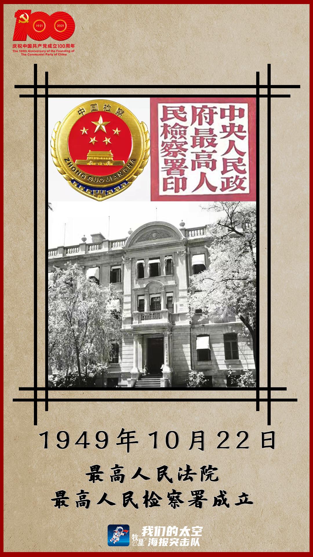 1949年10月22日,最高人民法院,最高人民检察署成立.