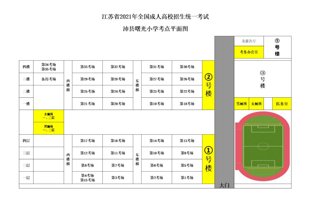 2021年全国成人高考招生统一考试徐州考区考点地址及考场平面图发布