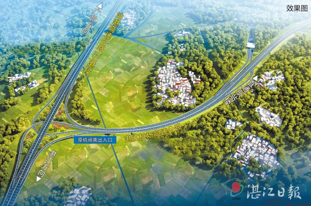 连通湛江吴川机场对接湛江机场高速云湛高速将通过枢纽互通未来机场