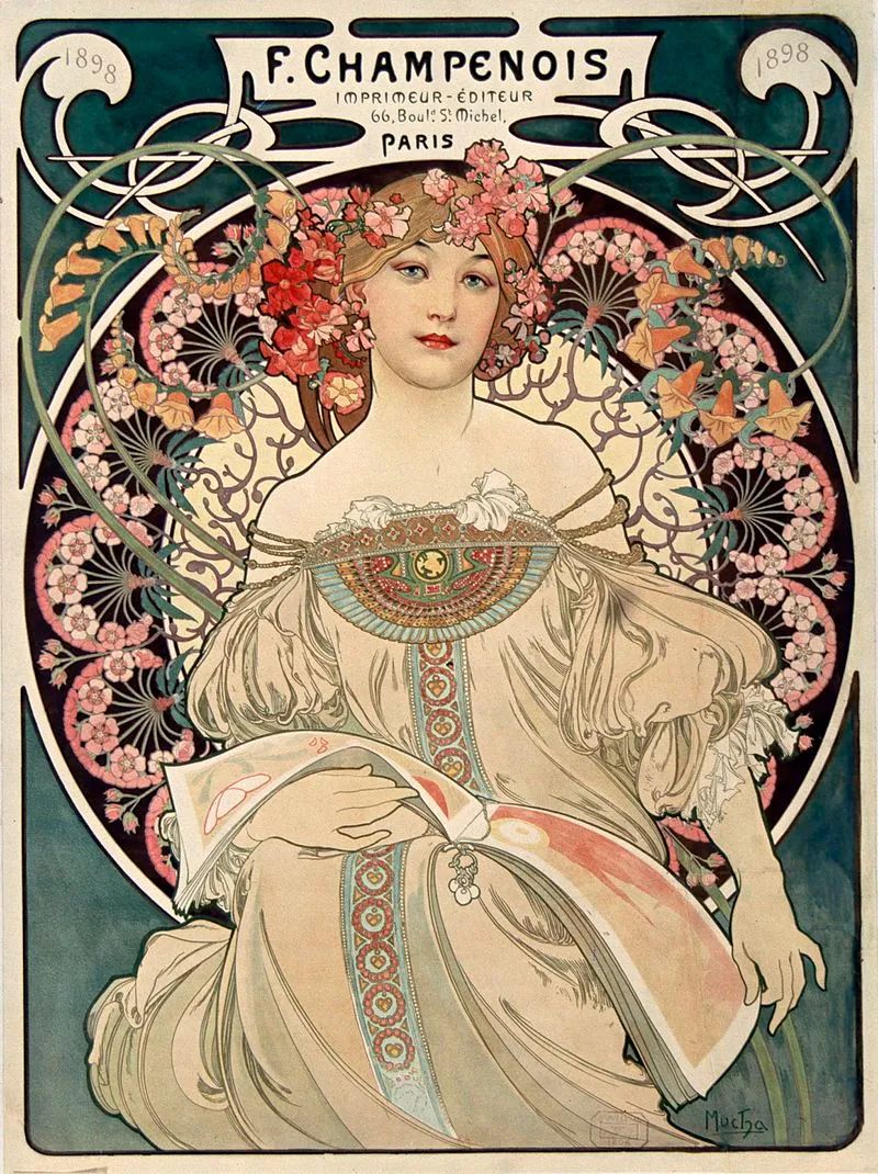 Poster for White Star Champagne by Moet et Chandon. Poster,1889. Metal  Print by Alphonse Mucha -1860-1939- - Pixels