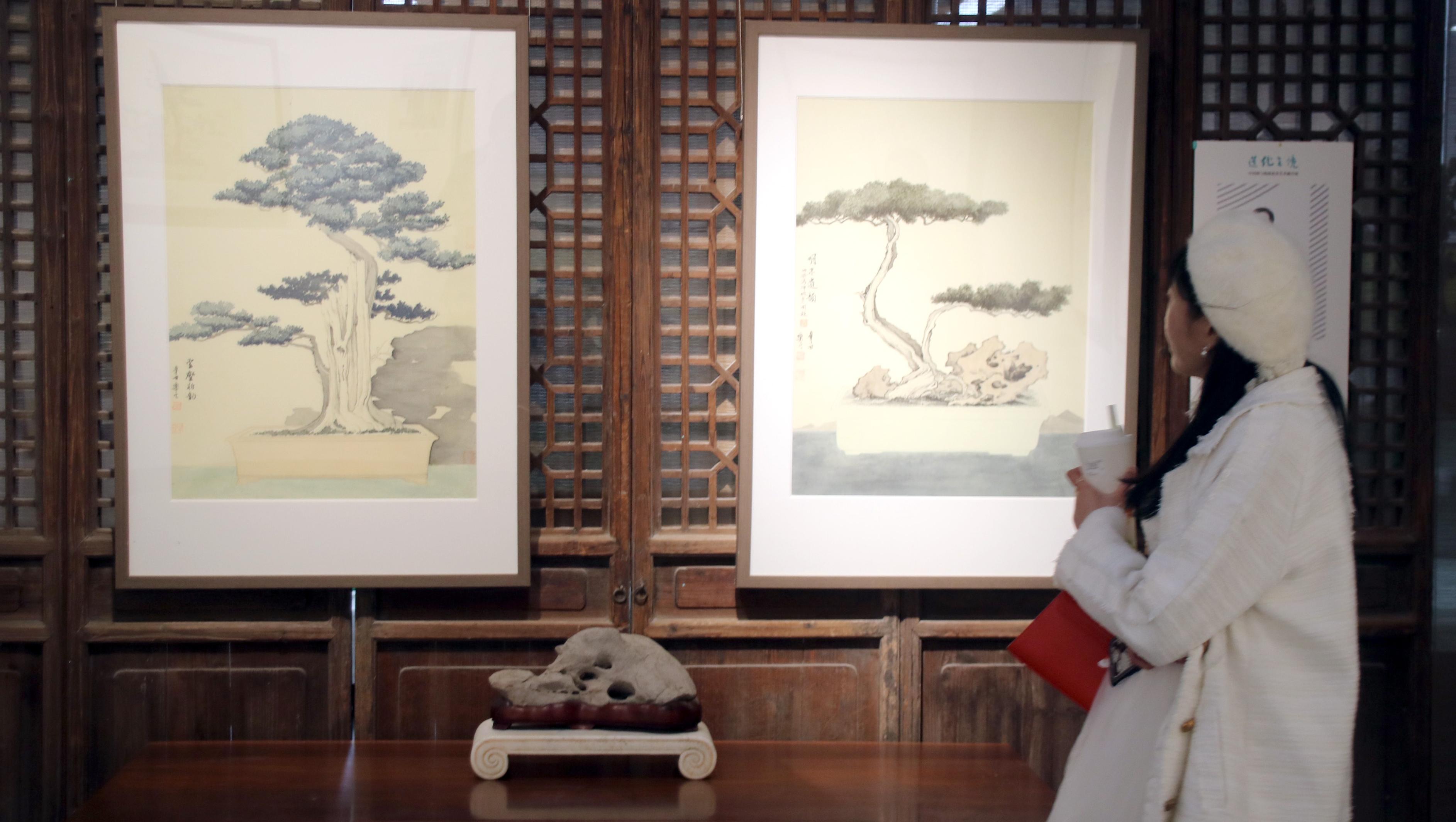 中国画与扬派盆景艺术融合作品展巡展苏州