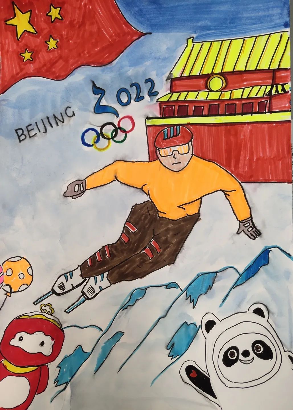 冬奥会运动健儿绘画图片