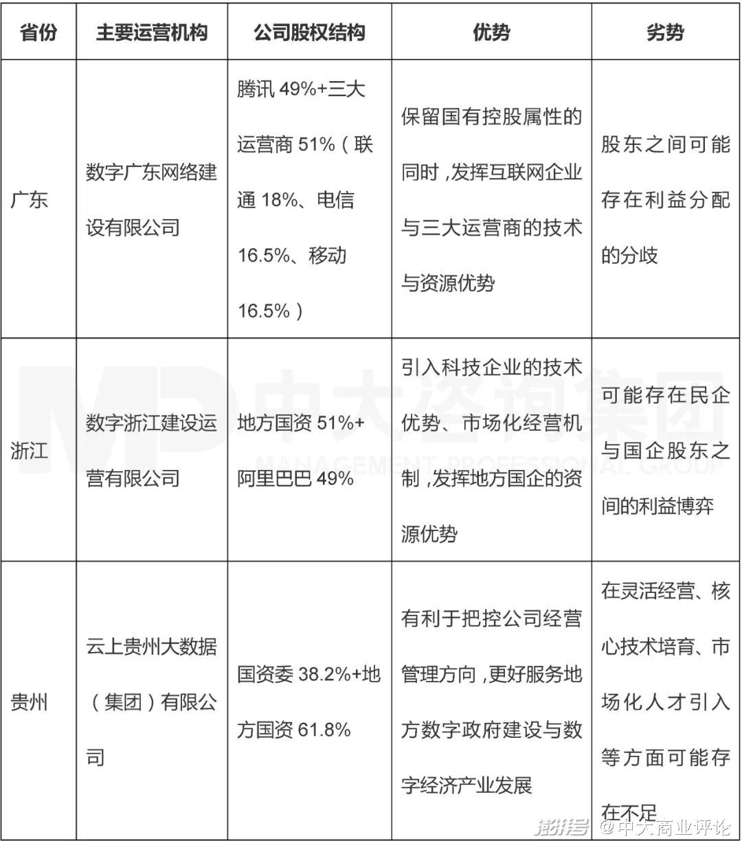 表4 广东、浙江、贵州三个省份数字政府运营公司股权结构与优劣势分析