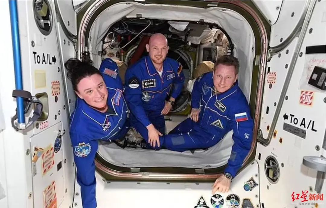 当时在国际空间站的几名宇航员 图据网络
