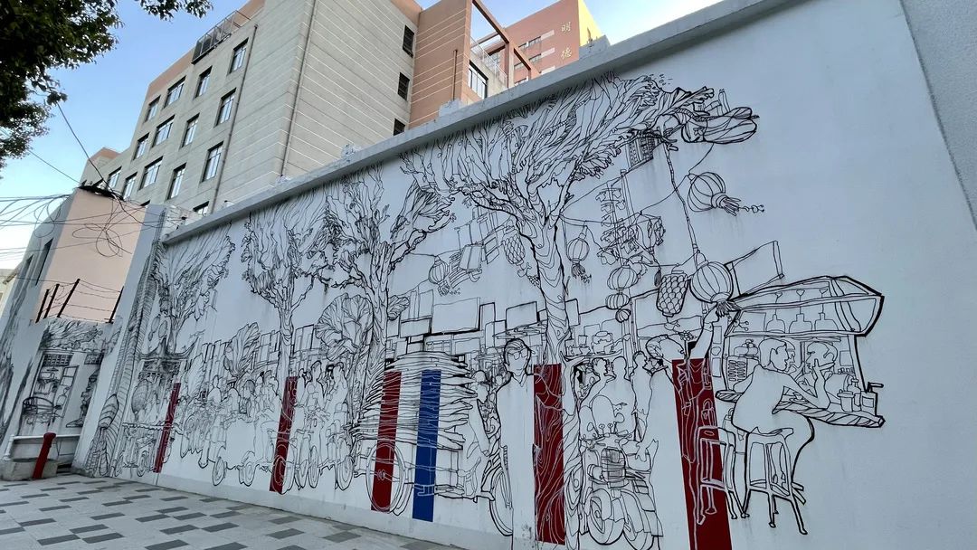 路边惊现一片涂鸦墙杨浦这条马路大变样