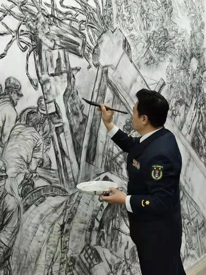 乐亭籍军旅画家王利军巨幅人物画创作《唐山抗震救灾》被《美术》