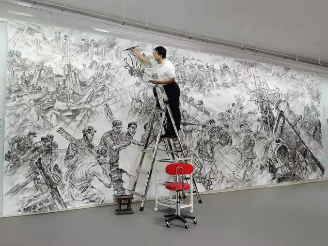 乐亭籍军旅画家王利军巨幅人物画创作《唐山抗震救灾》被《美术》