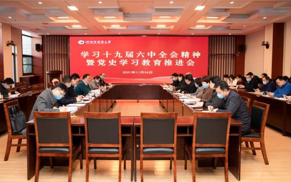 河南中医药大学召开学习十九届六中全会精神暨党史学习教育推进会