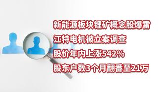 新能源鋰礦概念股爆雷，江特電機被立案調查