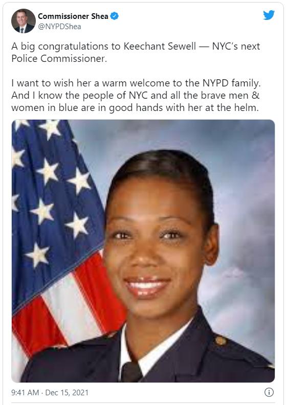 史上首位美国纽约警局迎来黑人女局长
