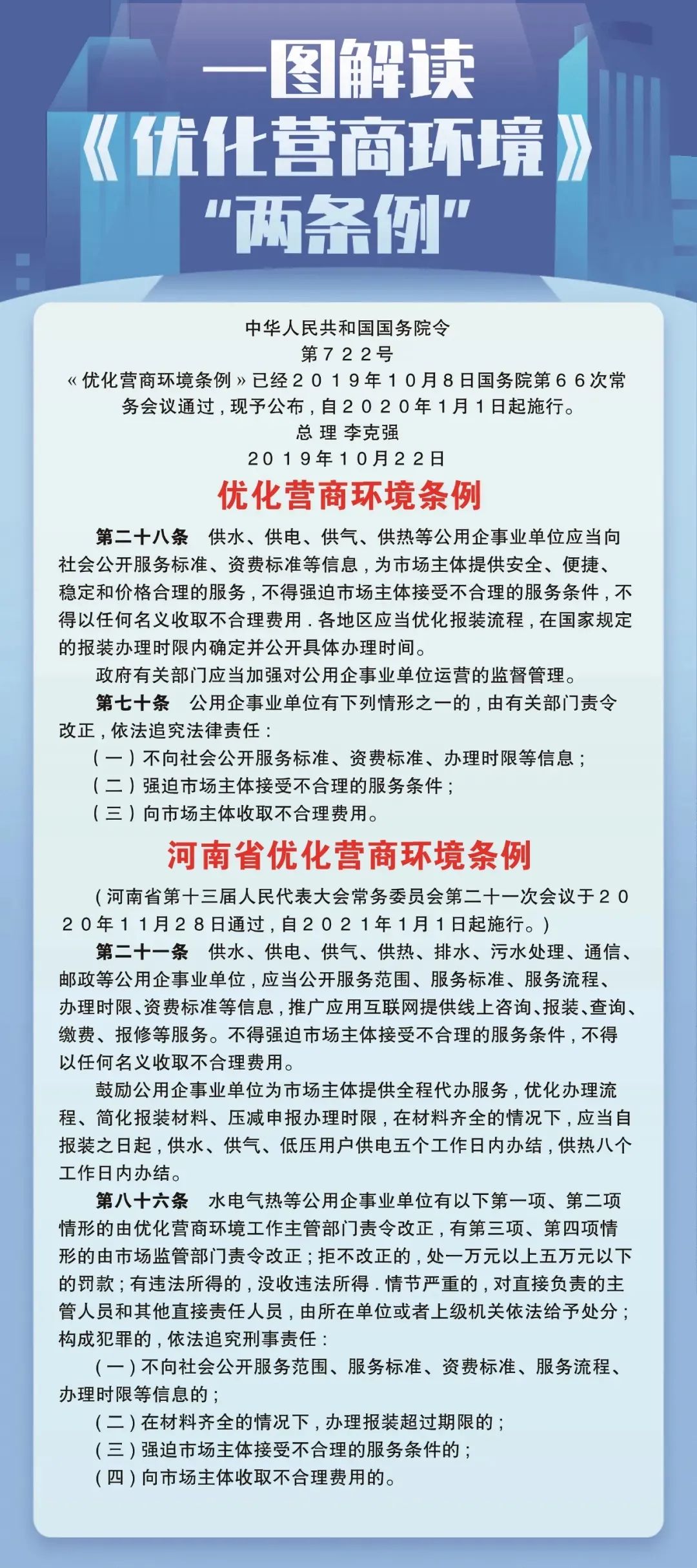 一图读懂国务院优化营商环境条例河南省优化营商环境条例