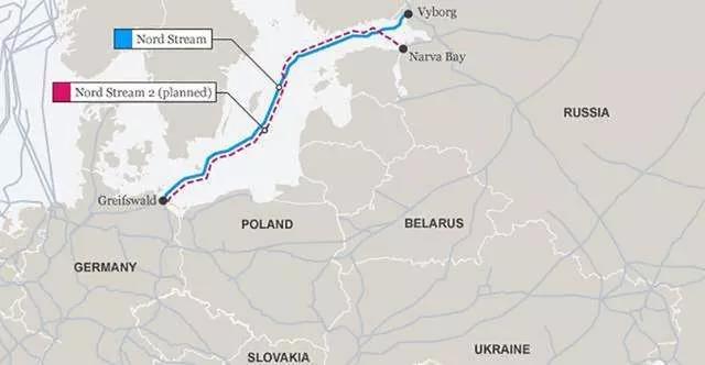 北溪二号分布图(红线)图源:搜狐新闻