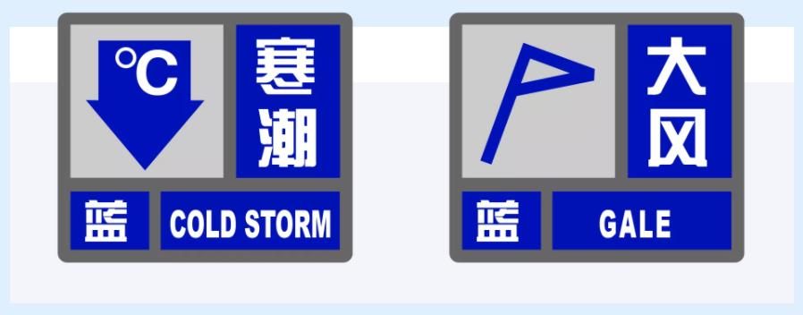 和大風藍色預警仍舊高掛目前寒潮藍色正在影響申城!